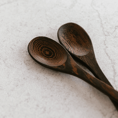 Wooden Buddha Spoons by Coconut Bowls